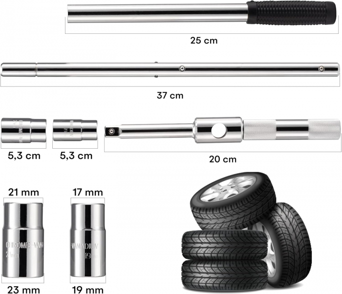 Cheie crude roti culisanta cu 2 tubulare, 4 chei: 17,19,21,23 [3]
