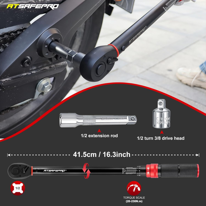 Cheie Dinamometrică 1/2", 20-230 Nm, Precizie ±3%, Reversibilă, Set 3 Piese [2]