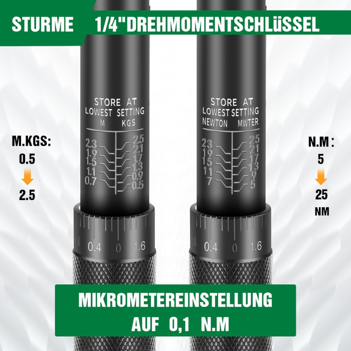 Cheie dinamometrica 5-25 Nm, eroare ± 3%,patrat 1/4", clichet 45 dinți [2]