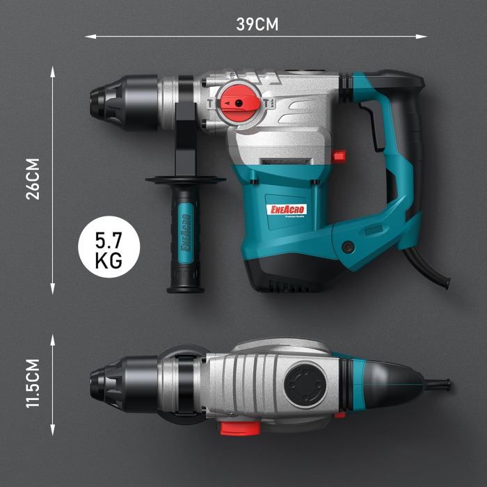 Ciocan Rotopercutor ENEACRO SDS-Plus, 1500W, 7J, 4 Funcții, Găurire Beton 32 mm [7]