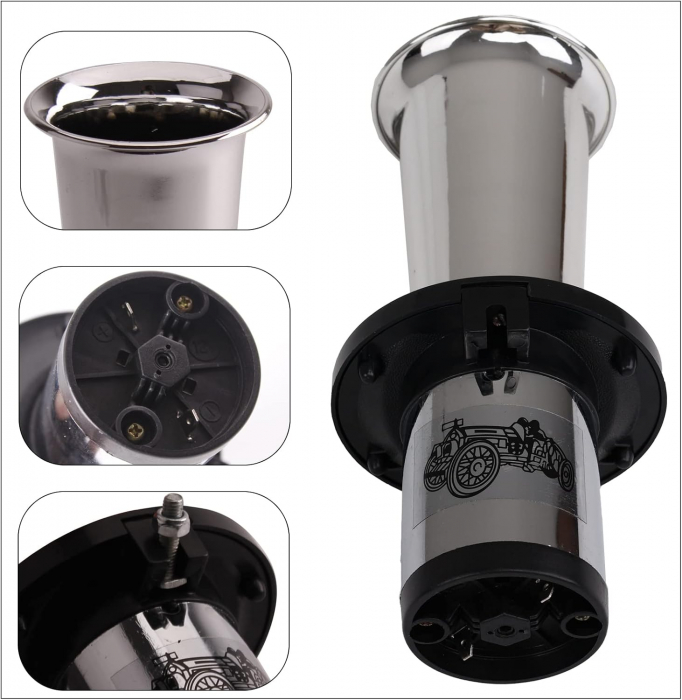 Claxon suplimentar pentru masini clasice, tonuri argint [3]