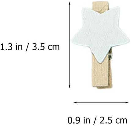 Cleme din lemn pentru prindere foi, fotografii, panza cu model stea-set 100 buc [2]