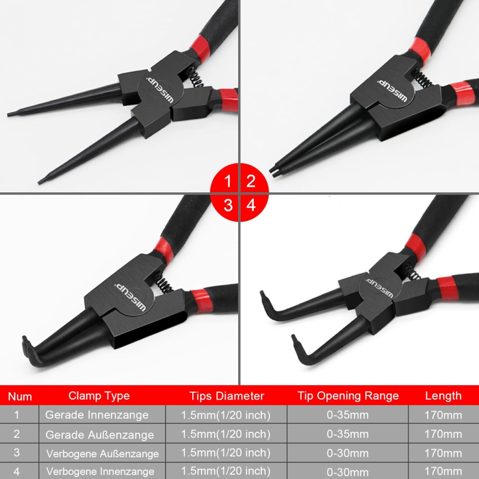 Clesti 4 bucati 170  mm pentru sigurante elastice interior/exterior [5]