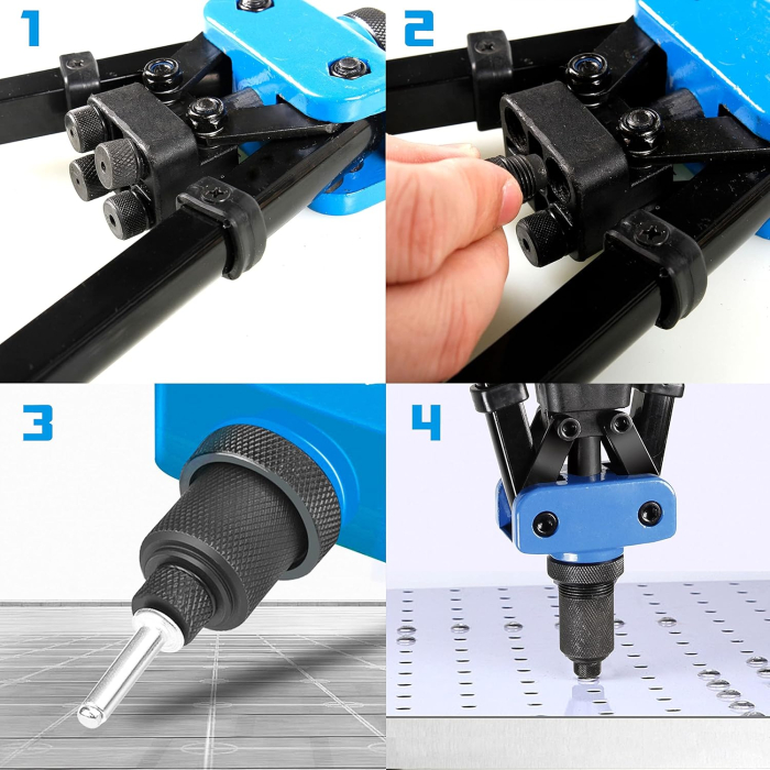 Cleste pentru nituri 5 duse interschimbabile 2.4 | 3.2 | 4,0 | 4,8 | 6,4 mm [7]