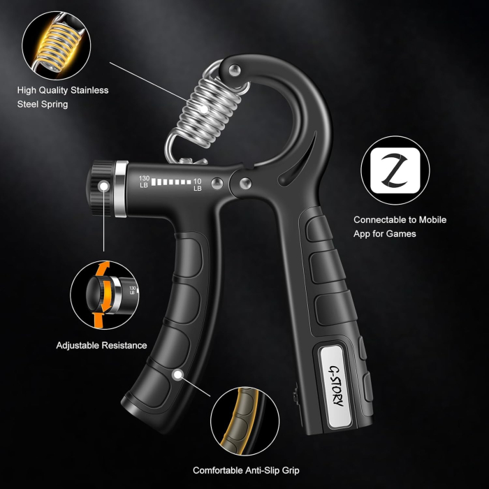 Extensoare pentru forta de strangere a mainii 10-130lbs, negru, 1 bucata [8]
