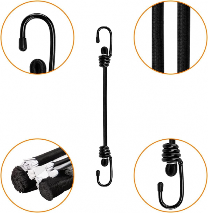 Coarda elastica pentru prindere, fixare, legare cu cleme-set 12 buc [5]