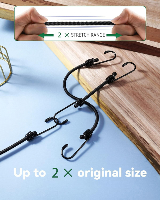 Coarda elastica pentru prindere, fixare, legare cu cleme-set 12 buc [6]