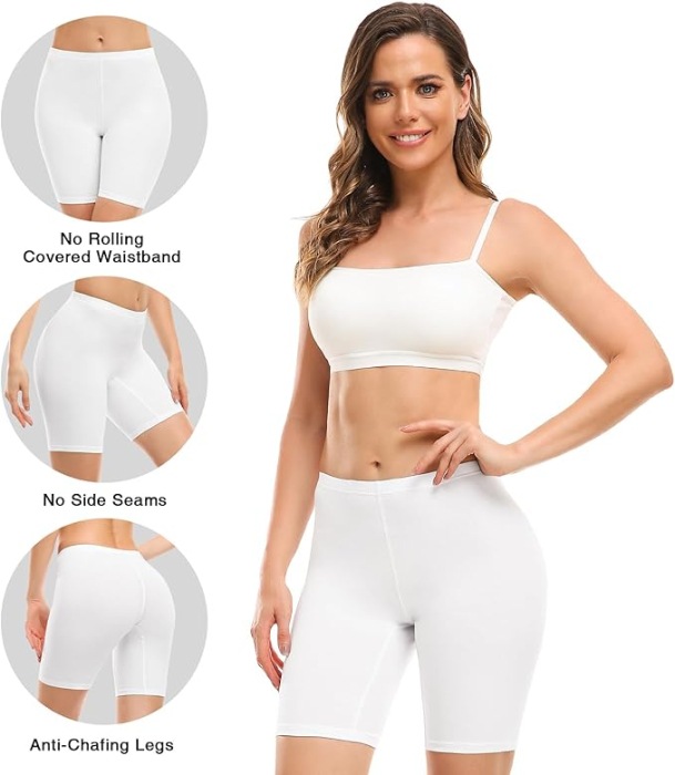 Colanti elastici scurti pentru sport femei, albi M, set 3 bucati [2]