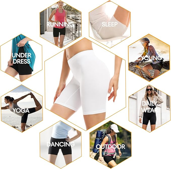 Colanti elastici scurti pentru sport femei, albi M, set 3 bucati [5]