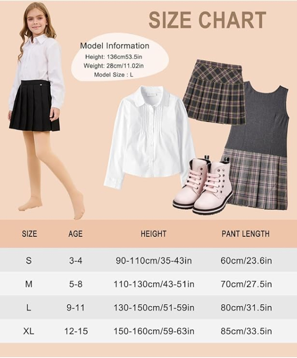 Colanti termici captusiti pentru fete 5-8 ani set 2 bucati negru/bej [5]