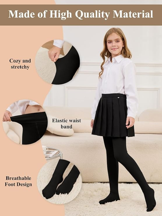 Colanti termici captusiti pentru fete 5-8 ani set 2 bucati negru/bej [4]