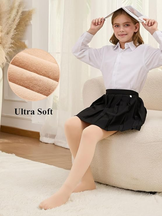 Colanti termici captusiti pentru fete 5-8 ani set 2 bucati negru/bej [2]