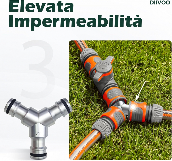 Conector de furtun 1/2", piesa Y, conexiune colectiva cu 2 cai pentru utilizarea simultana a unei singure surse de apa, SET 2 buc [5]
