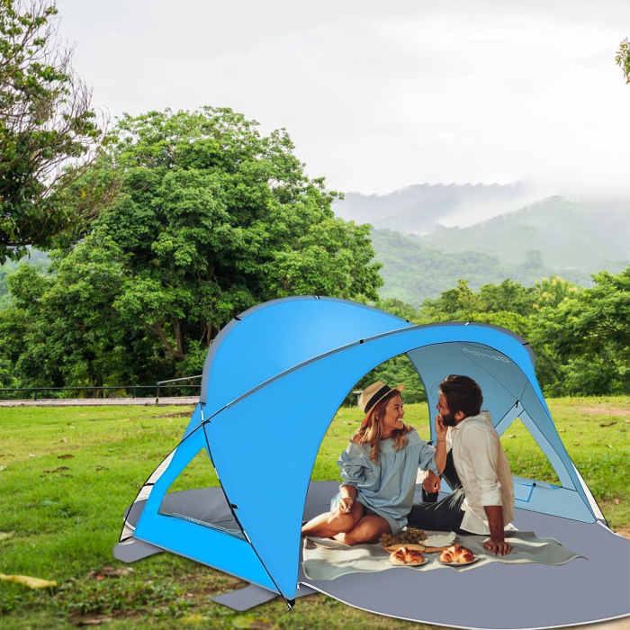 Cort de plaja cu deschidere automata pentru 3-4 persoane, albastru [2]