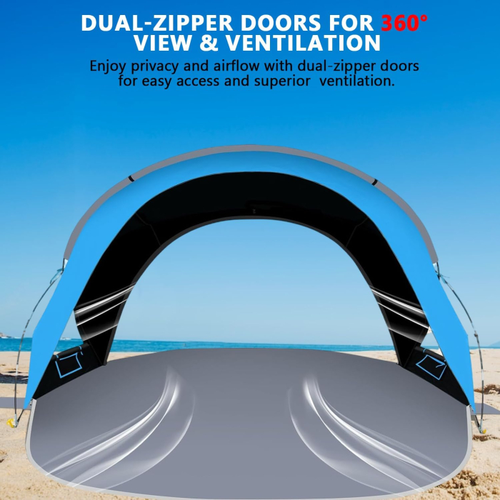 Cort de plaja cu deschidere automata pentru 3-4 persoane, albastru [5]