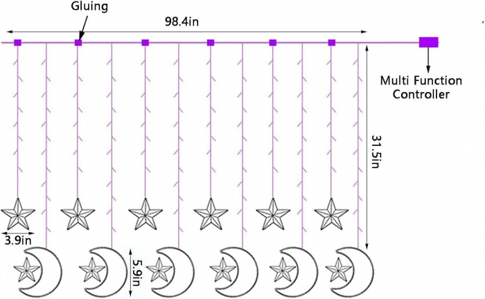 Cortina cu stele luminoase LED 150 bucati, 250 cm [2]