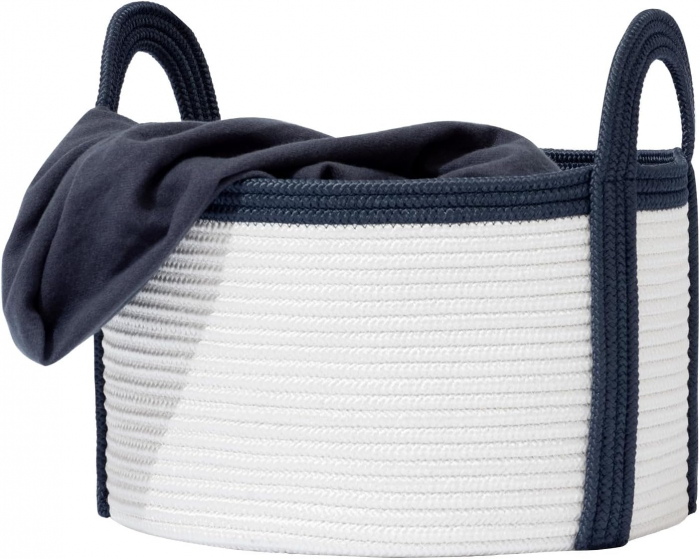 Coș mare alb de depozitare din polipropilenă cu mânere laterale negre, 34L, diametru 40 cm si 25 cm inaltime [1]
