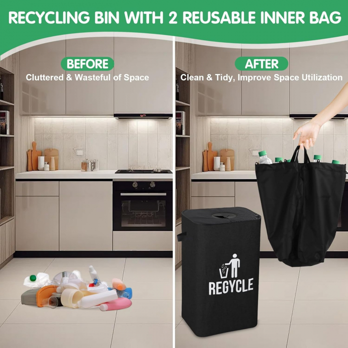 Cos pliabil pentru reciclare selectiva 100L negru [5]