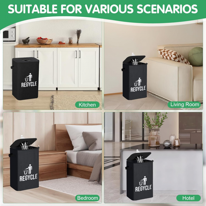 Cos pliabil pentru reciclare selectiva 100L negru [7]