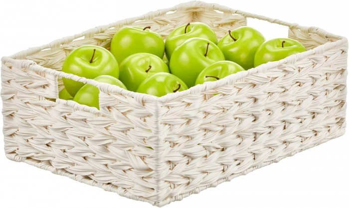 Coș țesut, de depozitare dreptunghiular, din plastic 40.6x30.5x15.2 cm- set de 6 - alb [7]