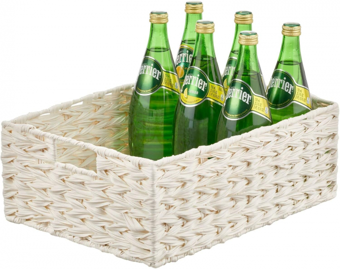 Coș țesut, de depozitare dreptunghiular, din plastic 40.6x30.5x15.2 cm- set de 6 - alb [6]