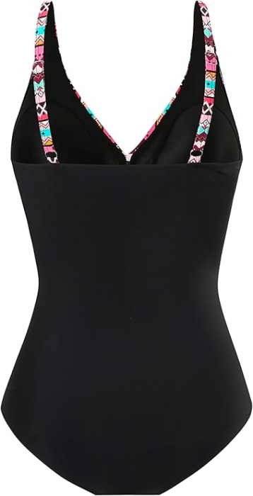 Costum negru/model de baie dintr-o bucata pentru femei, elastic, cu uscare rapida, 3XL [5]
