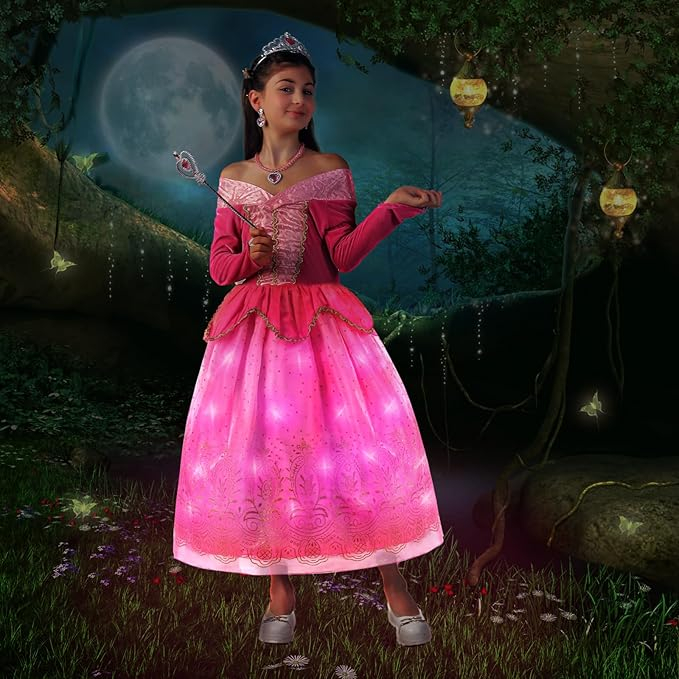 Costum carnaval cu leduri printesa Roz 3-4 ANI [4]