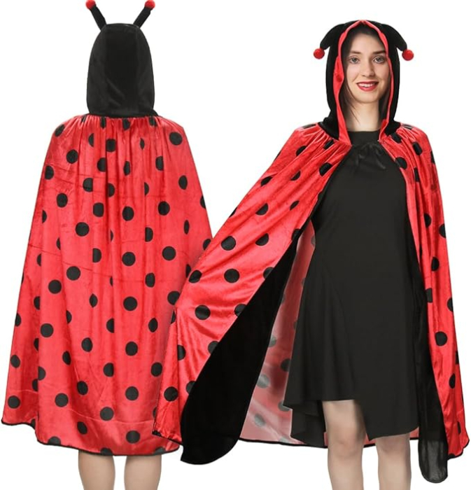 Costum carnaval pentru fete sau femei, tip pelerina, buburuza 100 cm [1]