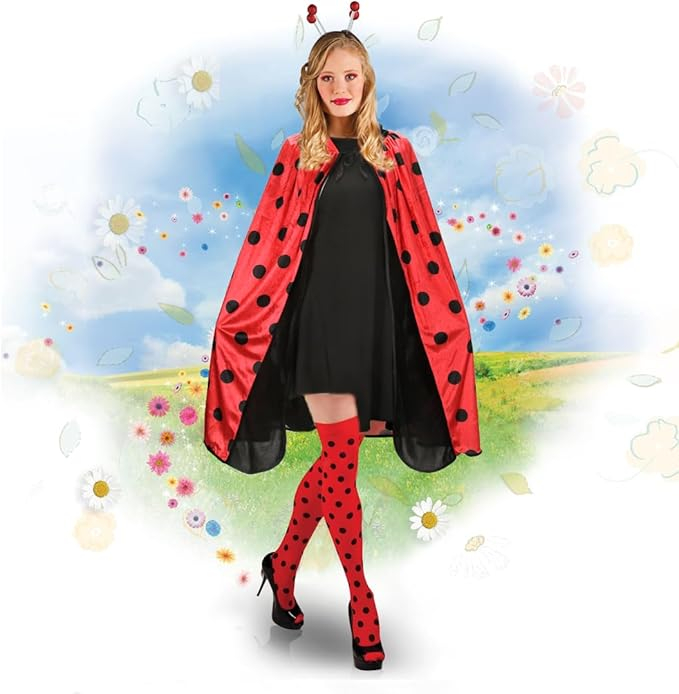 Costum carnaval pentru fete sau femei, tip pelerina, buburuza 130 cm [6]