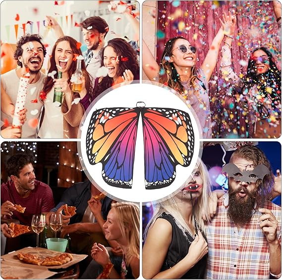 Costum carnaval pentru fete sau femei, tip pelerina, aripi multicolore de fluture [5]