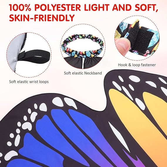 Costum carnaval pentru fete sau femei, tip pelerina, aripi multicolore de fluture [3]