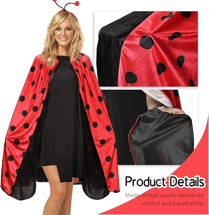 Costum carnaval pentru fete sau femei, tip pelerina, buburuza 130 cm [4]