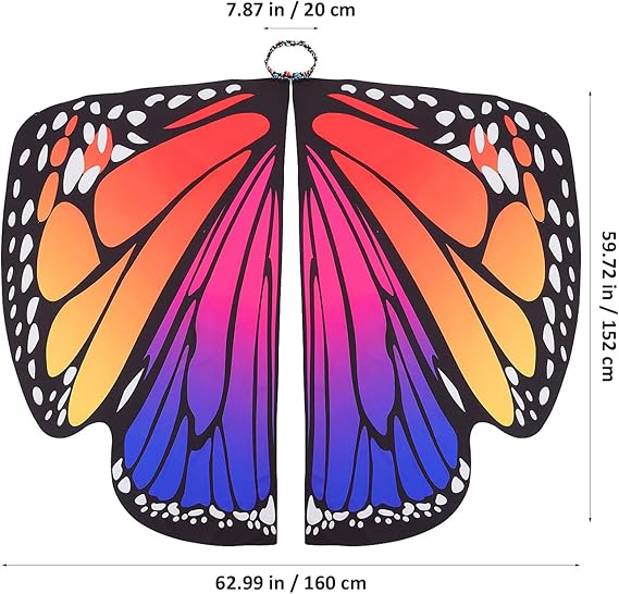 Costum carnaval pentru fete sau femei, tip pelerina, aripi multicolore de fluture [4]