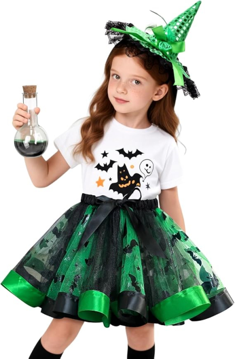 Costum de vrajitoare verde pentru copii 4-9 ani [5]