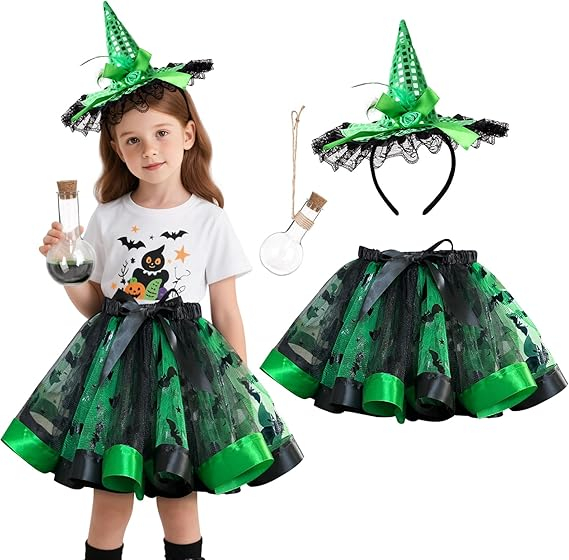 Costum de vrajitoare verde pentru copii 4-9 ani [1]