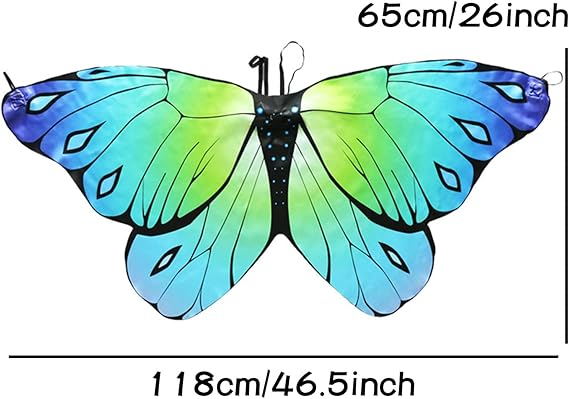 Costum carnaval pentru fete, tip pelerina, aripi multicolore de fluture, albastru [4]