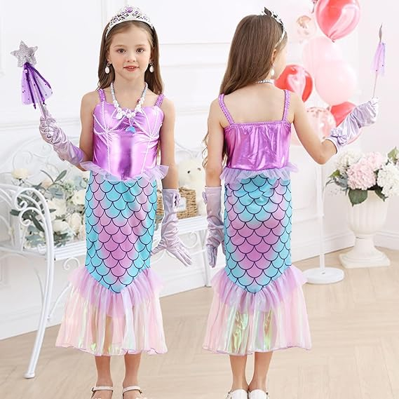 Costum carnaval printesa sirena pentru fete 7-8 ani, 146-152 cm [2]