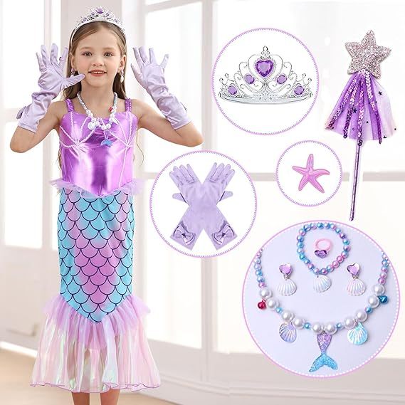 Costum carnaval printesa sirena pentru fete 7-8 ani, 146-152 cm [4]