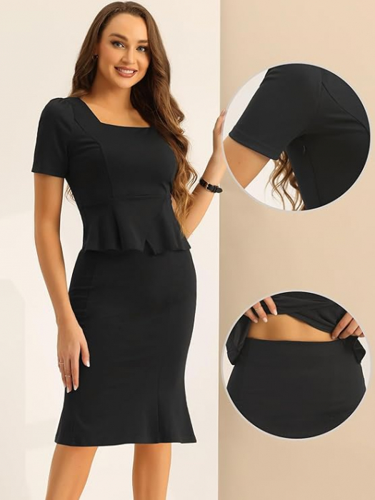 Fusta cu bluza mulate pentru femei, negre M [2]