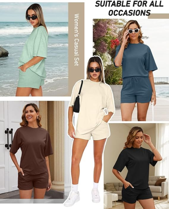 Costum crem casual pentru femei, ideal iesiri de vara, 2 piese L [7]