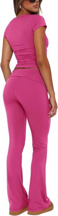 Costum casual pentru femei, ideal iesiri sau antrenamente, 2 piese Roz XL [3]