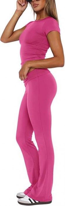 Costum casual pentru femei, ideal iesiri sau antrenamente, 2 piese Roz XL [2]