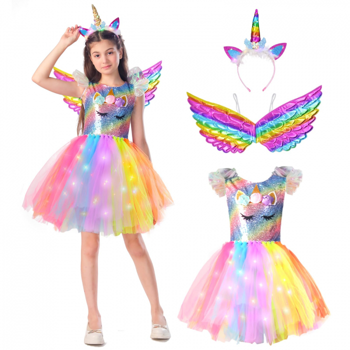 Costum carnaval cu leduri printesa unicorn 4-6 ANI [1]