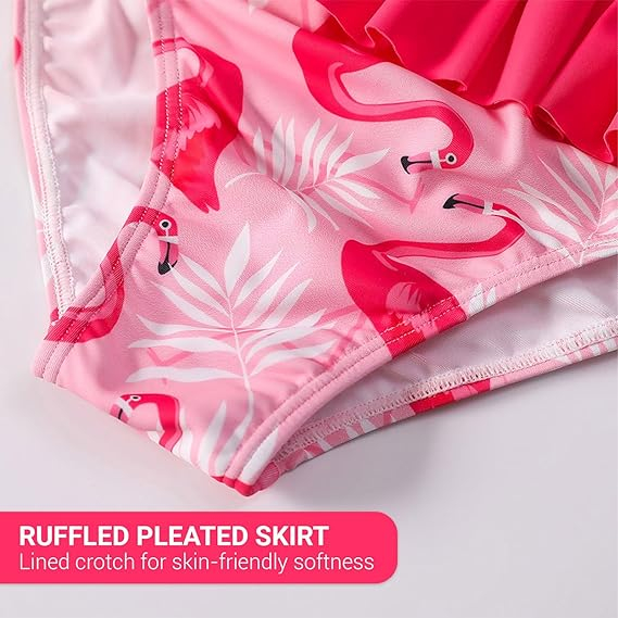 Costum de baie din 2 bucati pentru fete, roz cu model 120 cm [5]