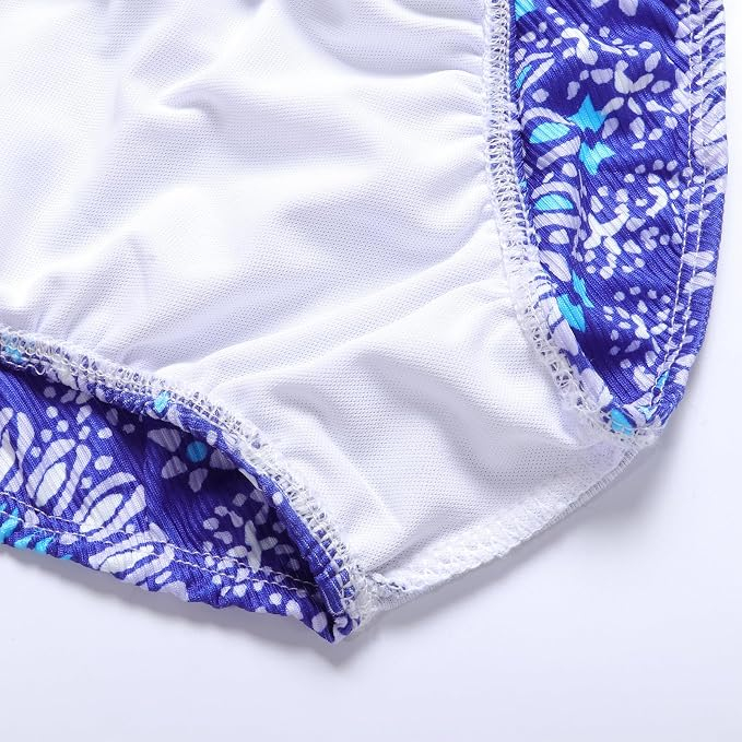 Costum de baie din 3 piese pentru fete, albastru cu model 130 cm [5]