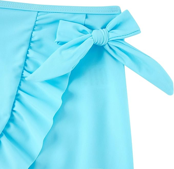Costum de baie din 3 piese pentru fete, albastru cu model 140 cm [4]