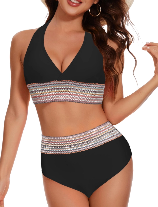 Costum de baie din2 bucati pentru femei, Negru S [1]