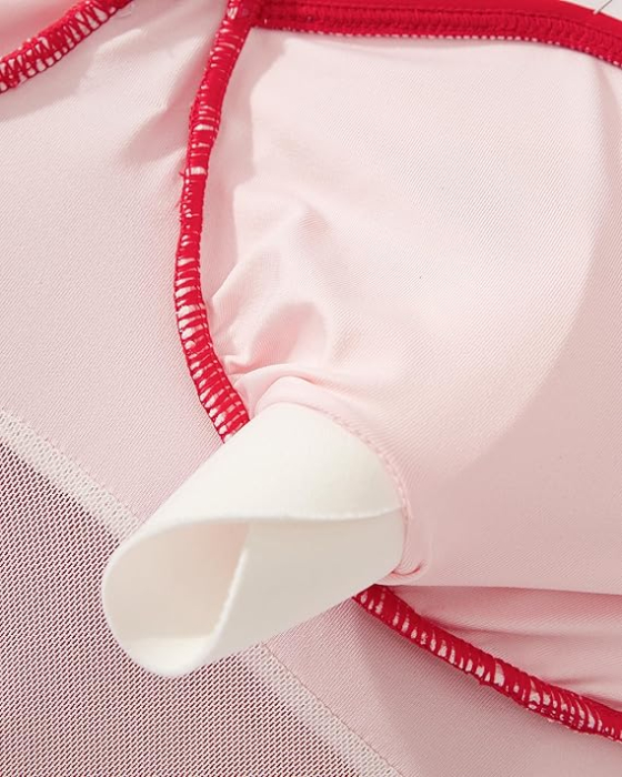 Costum de baie dintr-o bucata pentru femei, rosu/alb M [5]