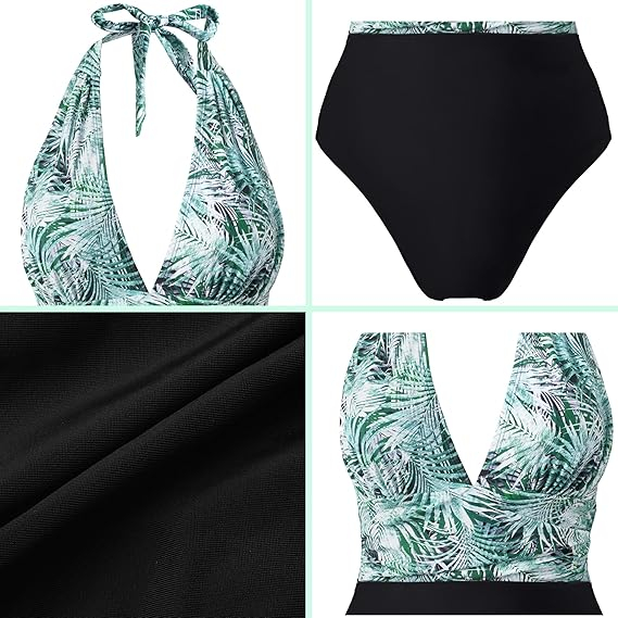 Costum de baie dintr-o bucata pentru femei, negru/verde S [6]