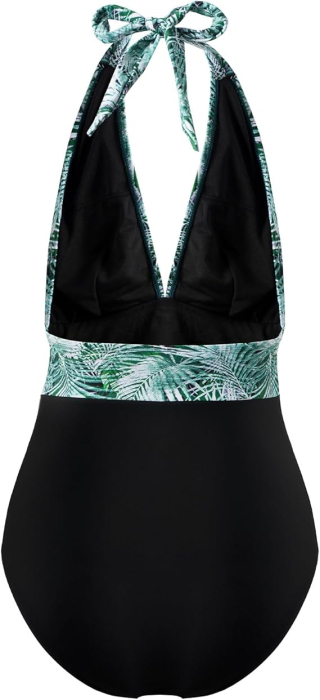 Costum de baie dintr-o bucata pentru femei, negru/verde M [5]